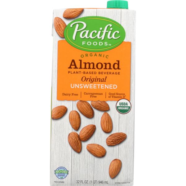 PACIFIC FOODS: Organic Almond Milk Original Unsweetened, 32 oz
