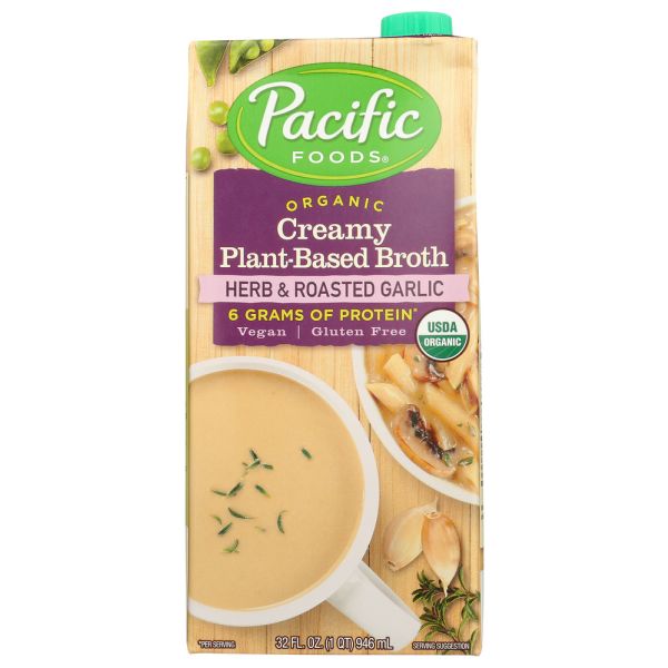 PACIFIC FOODS: Herb And Roasted Garlic Plant Based Broth, 32 oz