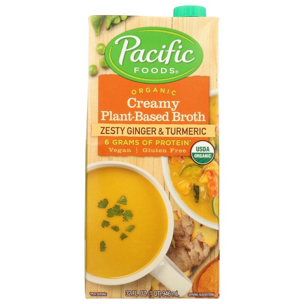PACIFIC FOODS: Organic Plant Based Creamy Zesty Ginger And Turmeric Broth, 32 oz