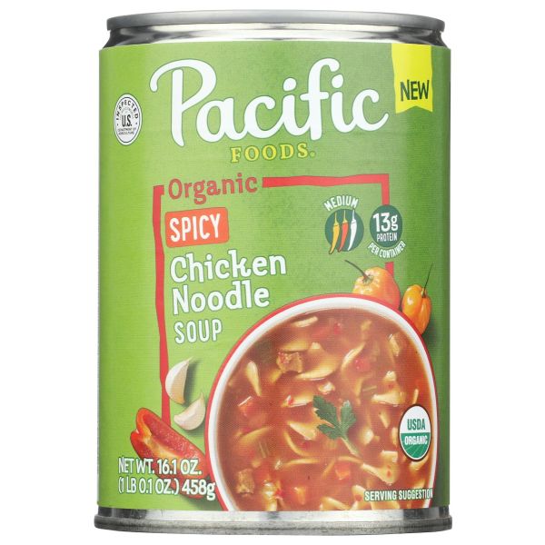 PACIFIC FOODS: Organic Spicy Chicken Noodle Soup, 16.1 oz