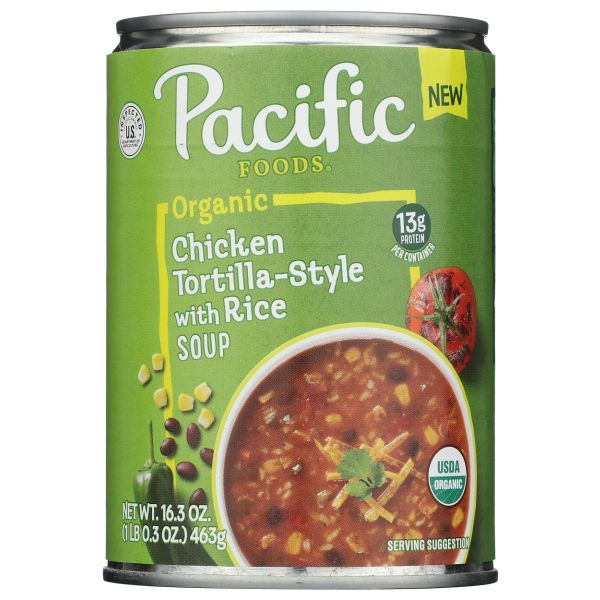 PACIFIC FOODS: Organic Organic Chicken Tortilla Style With Rice Soup, 16.3 oz