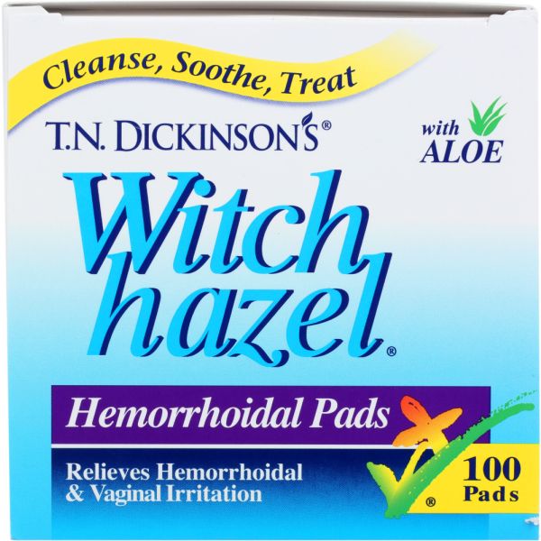 T N DICKINSON: Hemorrhoidal Pads Witch Hazel, 100 pc