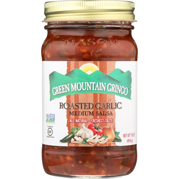GREEN MOUNTAIN GRINGO: Roasted Garlic Medium Salsa, 16 oz