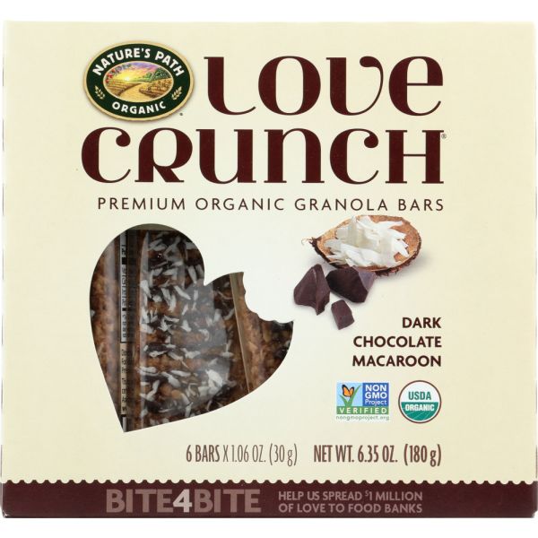 NATURES PATH: Love Crunch Dark Chocolate Macaroons Bar, 6.35 oz