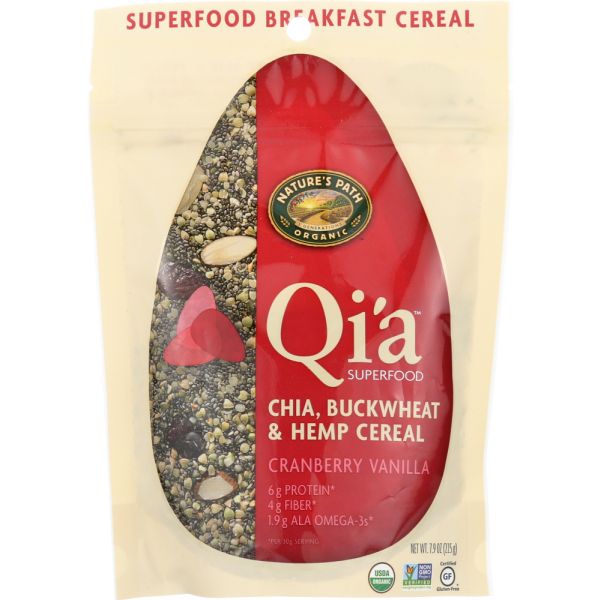 QIA: Cranberry Vanilla Chia Buckwheat and Hemp Cereal, 7.94 oz