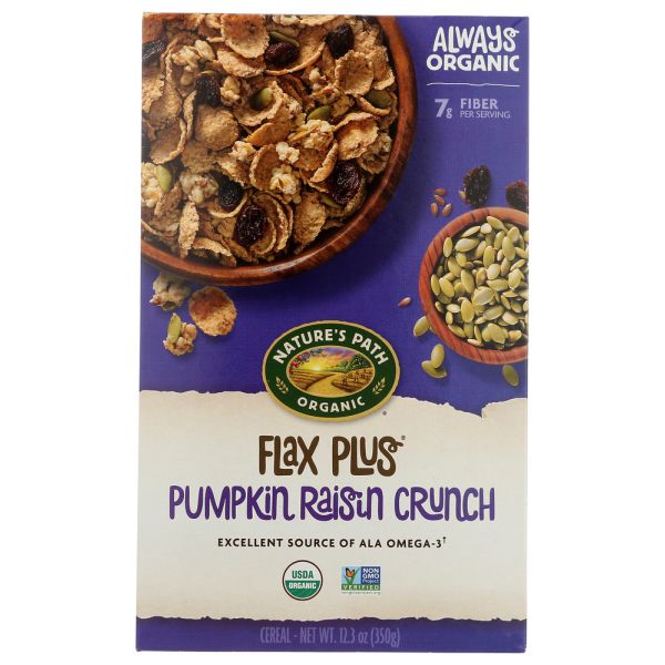 NATURE'S PATH: Flax Plus Pumpkin Raisin Crunch Cereal, 12.35 oz
