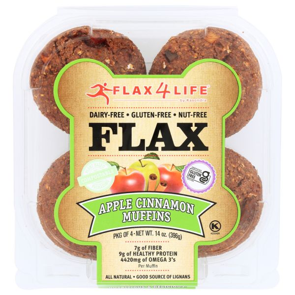FLAX4LIFE: Muffin Frozen Apple Cinnamon, 14 oz