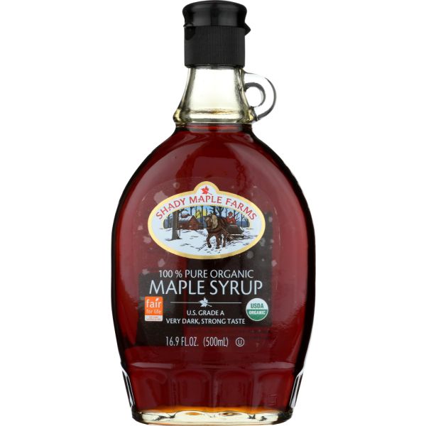 SHADY MAPLE FARM: 100% Pure Organic Maple Syrup U.S Grade A Very Dark, 16.9 oz