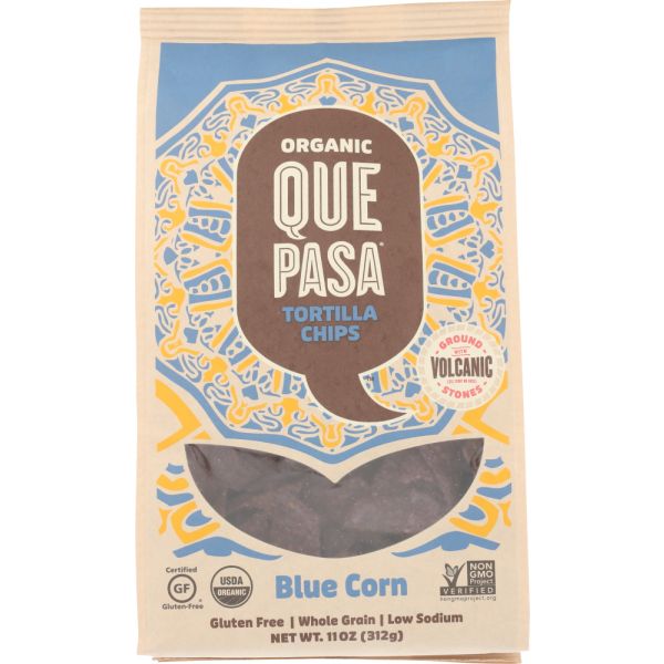 QUE PASA: Blue Corn Tortilla Chips, 11 oz