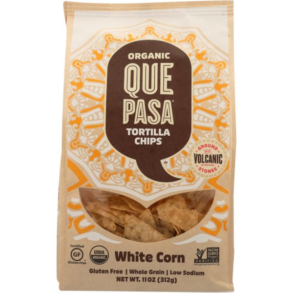 QUE PASA: Organic White Corn Tortilla Chips, 11 oz