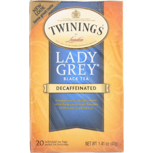 TWINING TEA: Decaffeinated Lady Grey Black Tea, 20 bg