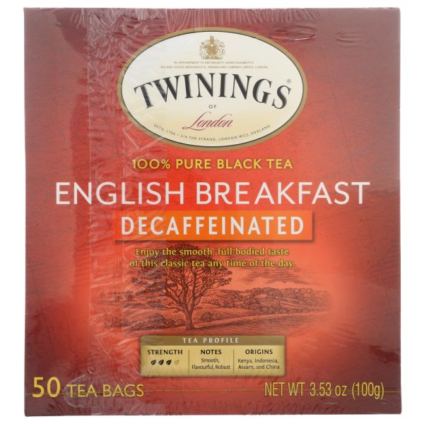 TWINING TEA: Decaffeinated English Breakfast Black Tea, 50 bg