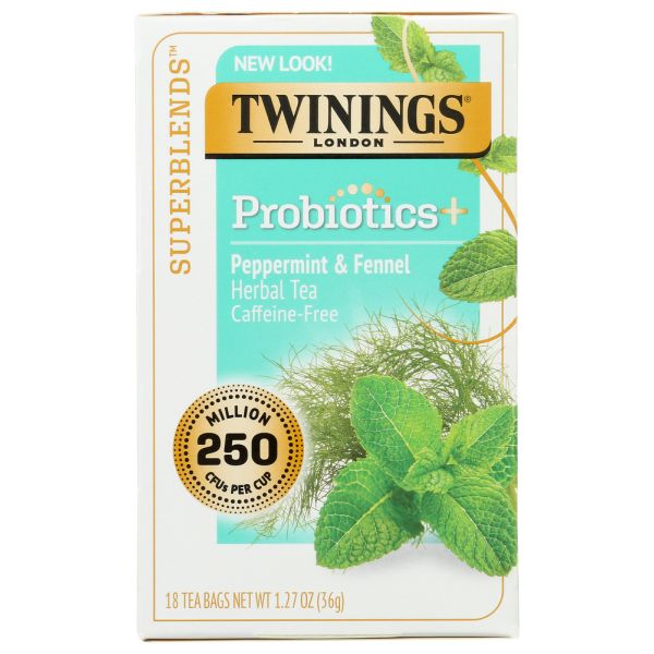 TWINING TEA: Probiotic Tea Peppermint Fennel, 18 bg