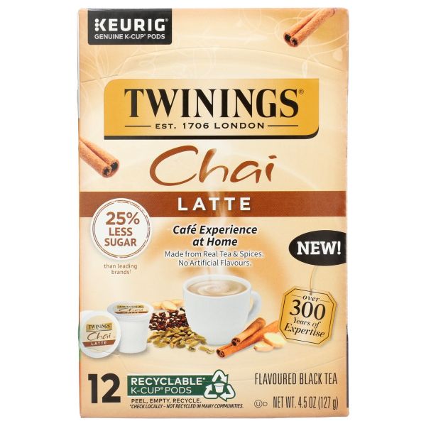 TWININGS: Chai Latte Black Tea K-Cup Pods, 12 pc
