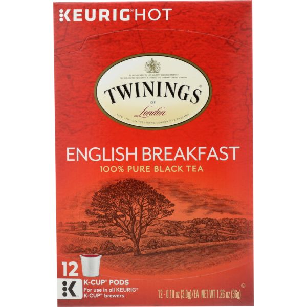 TWININGS OF LONDON: Tea Kcups English Breakfast Tea, 12 Cups, 1.27 oz