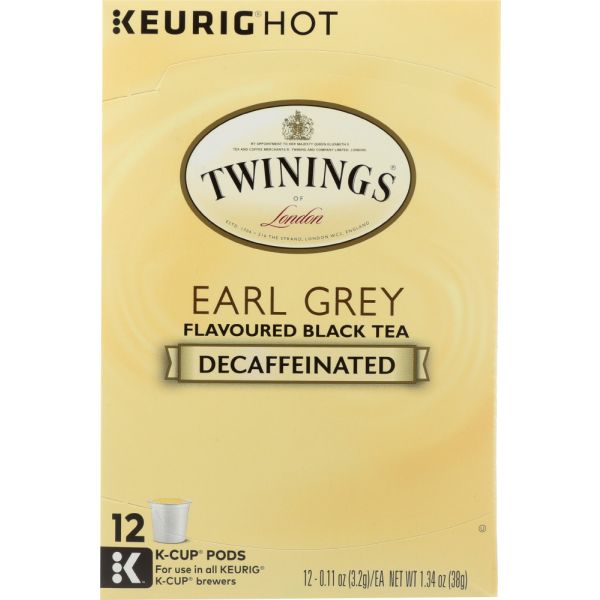 TWINING TEA: Decaffeinated Earl Grey Black Tea Kcup, 12 pc