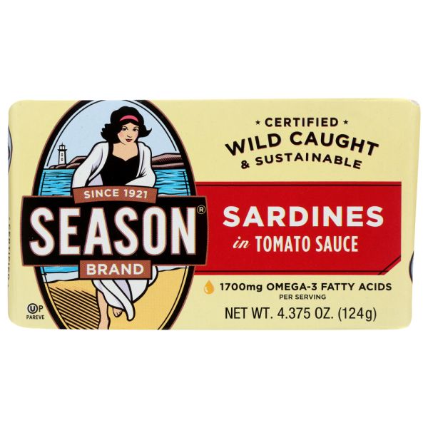 SEASONS: Sardines in Tomato Sauce Salt Added, 4.375 oz
