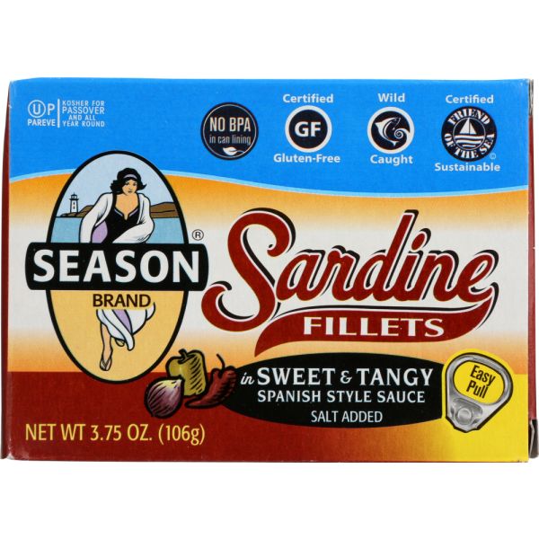 SEASONS: Sardine Fillet Sweet And Tangy, 3.75 oz