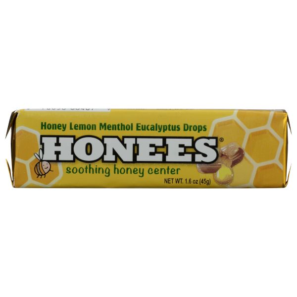 HONEES: Honey Lemon Menthol Eucalyptus Drops Bar, 1.6 oz