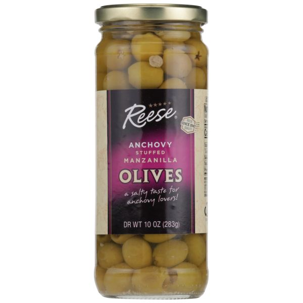 REESE: Manzanilla Olives Stuffed with Minced Anchovies, 10 oz