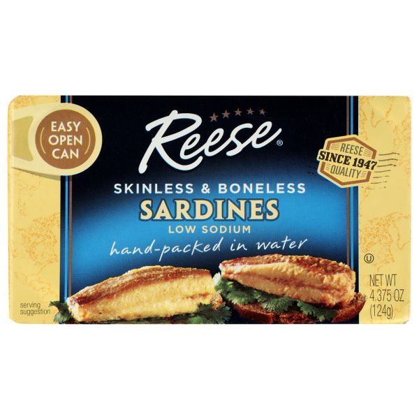 REESE: Skinless and Boneless Sardines Low Sodium, 4.38 oz