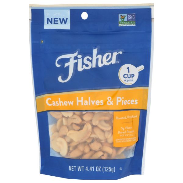 FISHER: Cashew Roast Unsalt Split, 4.41 oz