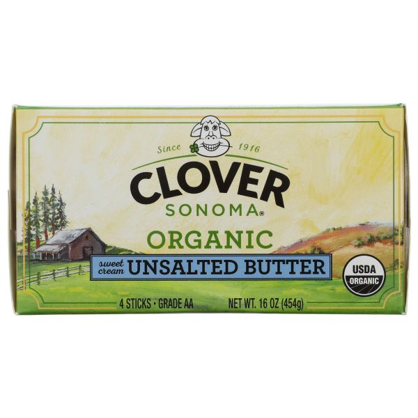 CLOVER SONOMA: Organic Unsalted Butter, 16 oz