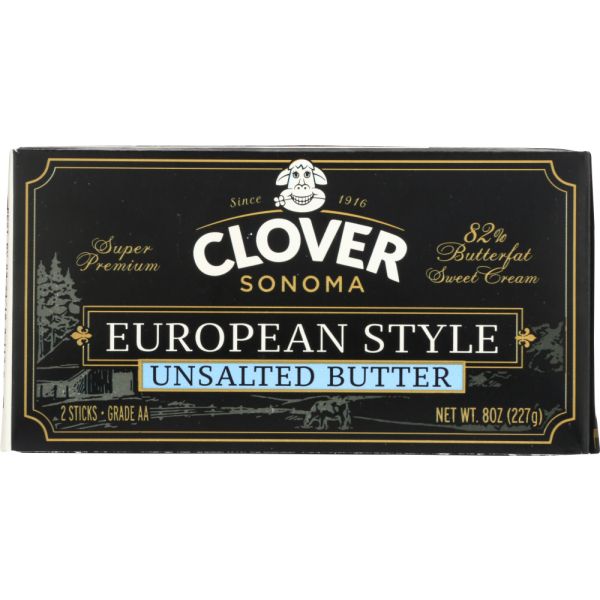 CLOVER SONOMA: European Style Unsalted Butter, 0.5 lb