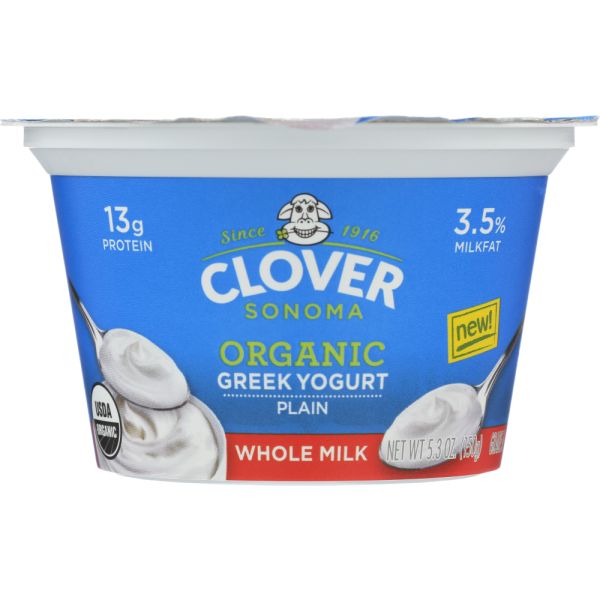 CLOVER SONOMA: Organic Whole Milk Plain Greek Yogurt, 5.30 oz
