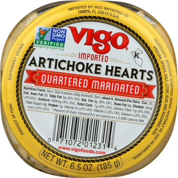 VIGO: Marinated Artichoke Hearts Quartered, 6.5 oz
