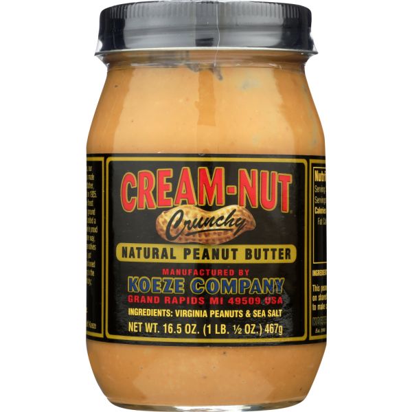 CREAM NUT: Peanut Butter Crunchy Natural, 16.5 oz