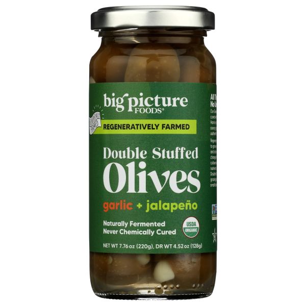 BIG PICTURE FOODS: Garlic & Jalapeno Double Stuffed Olives, 7.76 oz