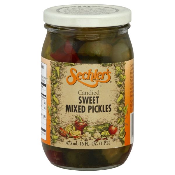 SECHLERS: Candied Sweet Mixed Pickles, 16 oz