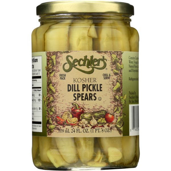 SECHLERS: Dill Pickles Spears Kosher, 24 oz