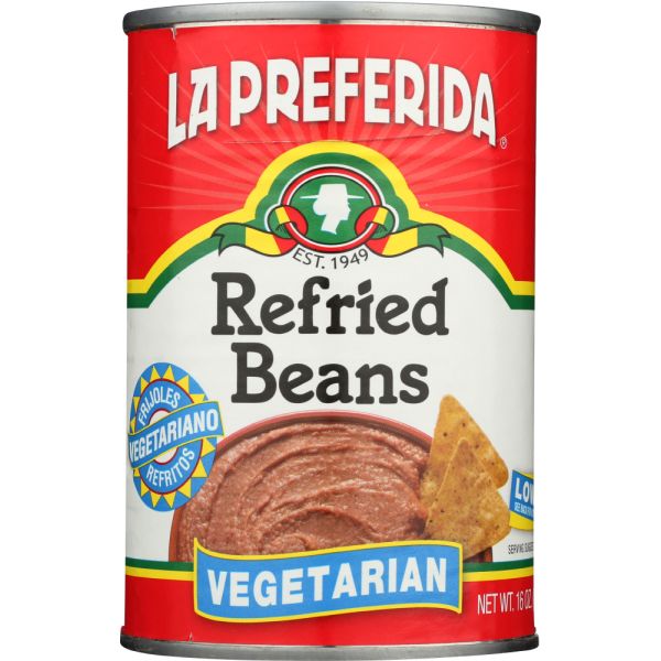 LA PREFERIDA: Refried Beans Vegetarian Low Fat, 16 oz