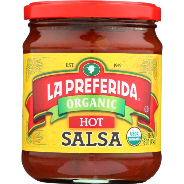 LA PREFERIDA: Organic Hot Salsa, 16 oz