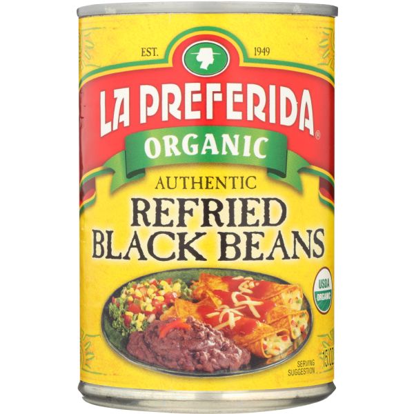 LA PREFERIDA: Organic Authentic Refried Black Beans, 15 oz