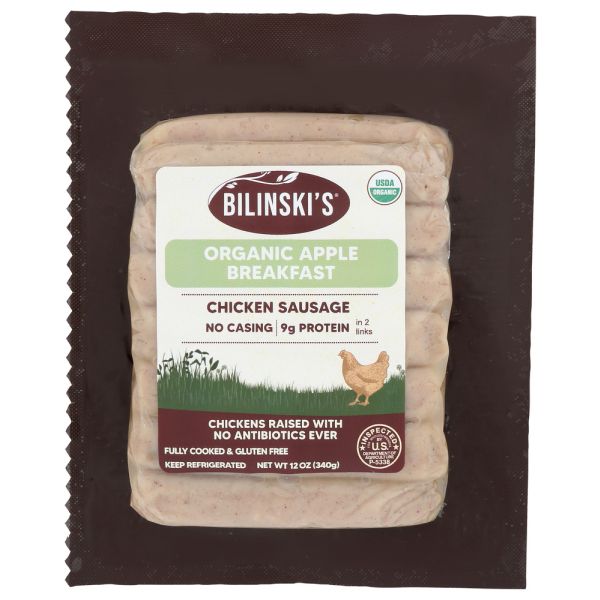 BILINSKIS: Organic Apple Breakfast Chicken Sausage, 12 oz