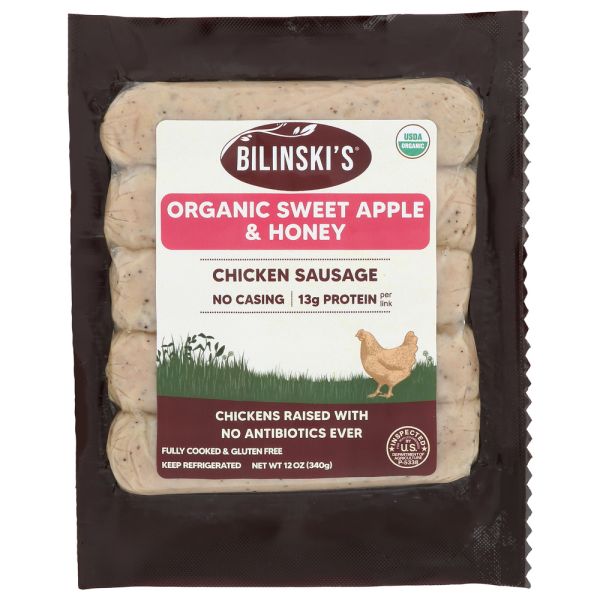BILINSKIS: Organic Apples and Honey Chicken Sausage, 12 oz