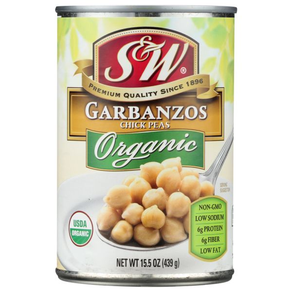 S & W: Organic Garbanzo Beans, 15 oz
