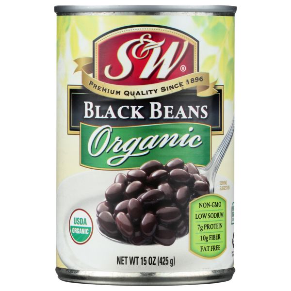 S & W: Organic Black Beans, 15 oz