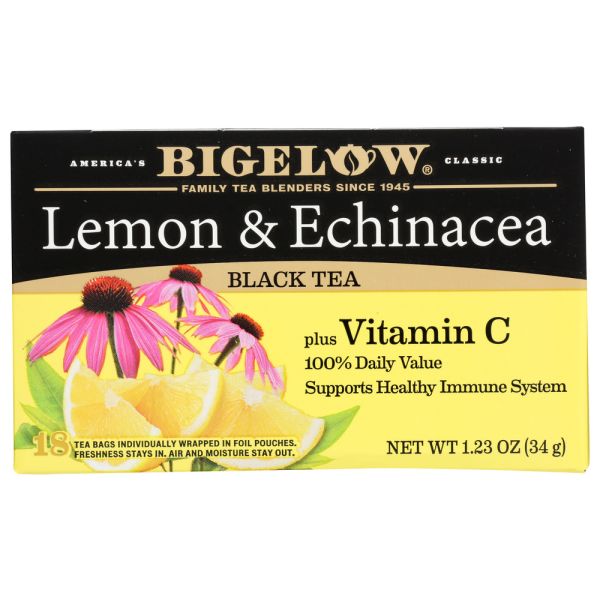 BIGELOW: Lemon Echinacea Black Tea Plus Vitamin C 18 Teabags, 1.23 oz