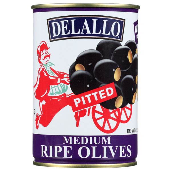 DELALLO: Olive Black Pitted Medium, 6 oz