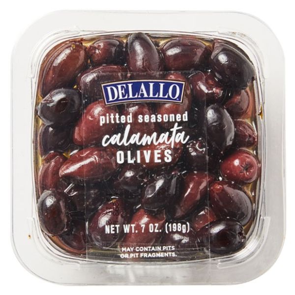 DELALLO: Pitted Seasoned Jumbo Calamata Olives, 7 oz