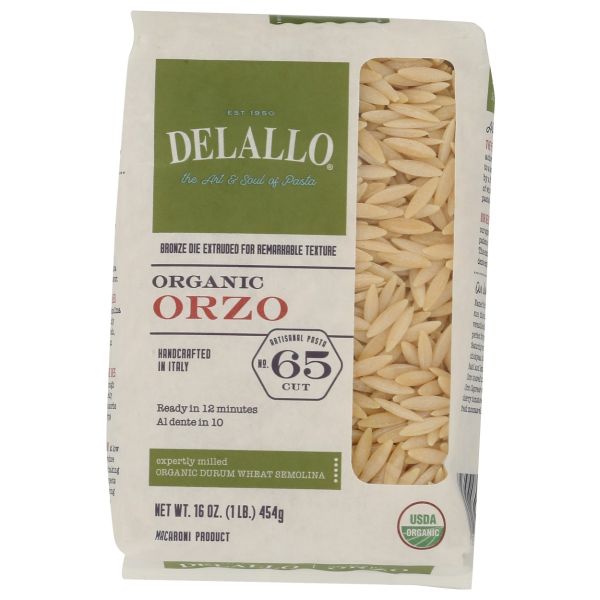 DELALLO: Organic Orzo Pasta, 16 oz