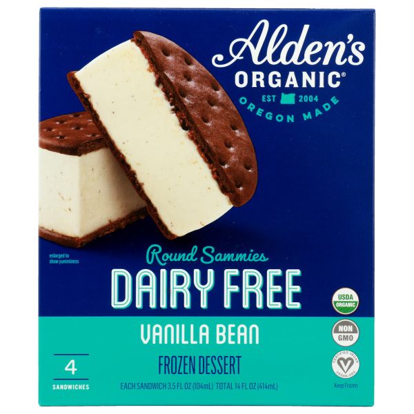 ALDENS ORGANIC: Dairy Free Gluten Free Vanilla Bean Sammie, 14 oz