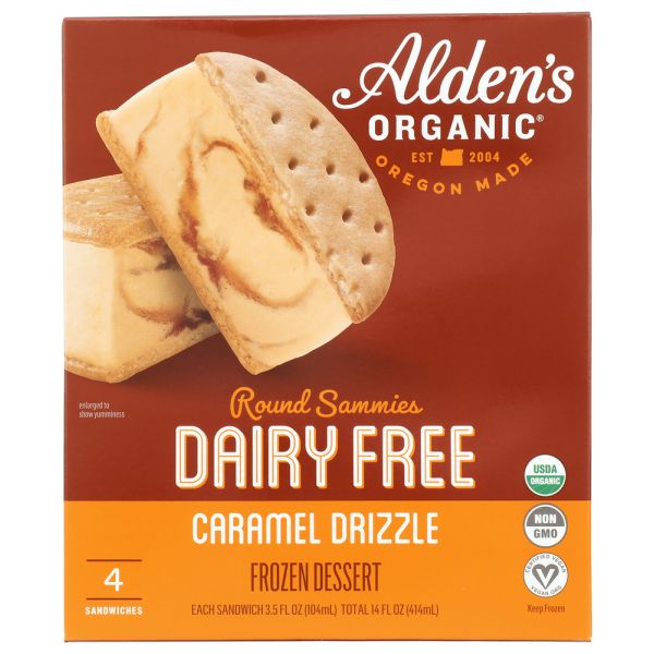 ALDENS ORGANIC: Dairy Free Caramel Drizzle Round Sammie, 14 oz