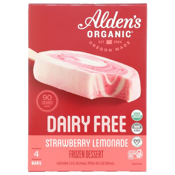 ALDENS ORGANIC: Dairy Free Strawberry Lemonade Bar, 10 oz