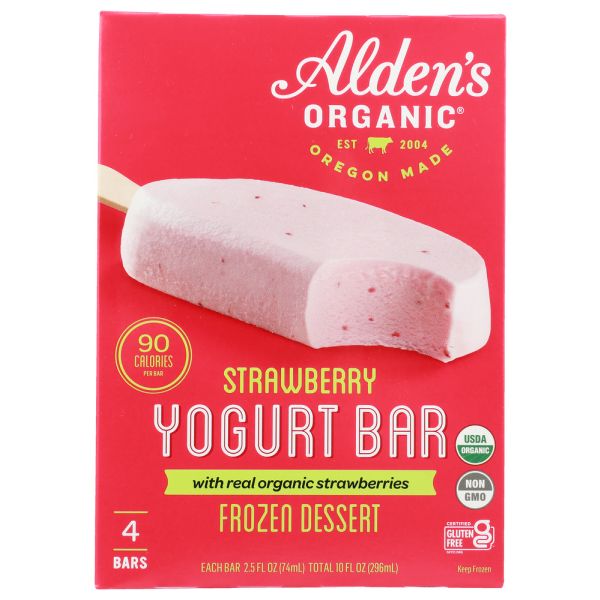 ALDENS ORGANIC: Organic Strawberry Yogurt 4 Bars, 10 oz
