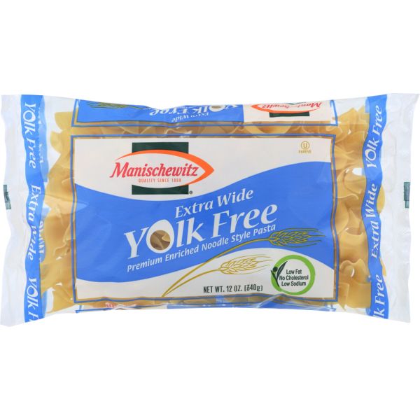 MANISCHEWITZ: Yolk Free Extra Wde Noodles, 12 oz